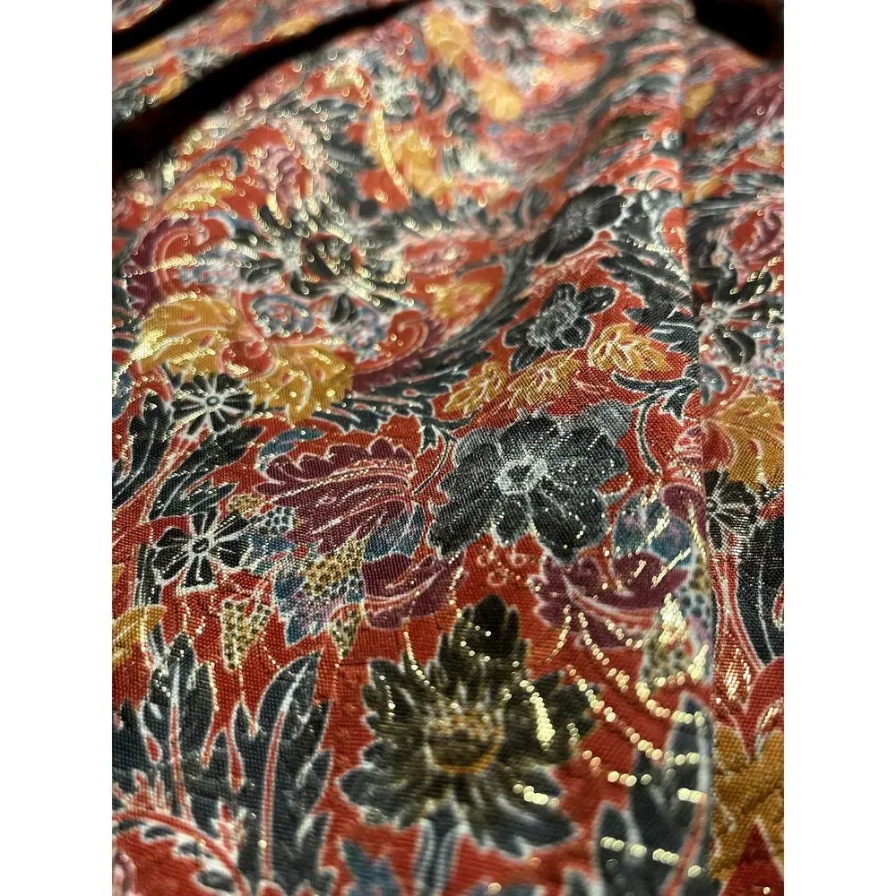 Anthropologie Metallic Skirt Mini Jacquard Holiday Party Boho Floral Pockets Fun